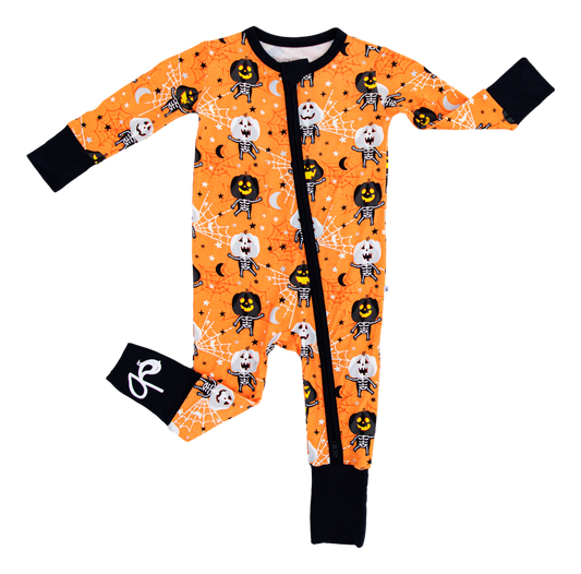 Michael glow in the dark conv. romper - jack skeletons