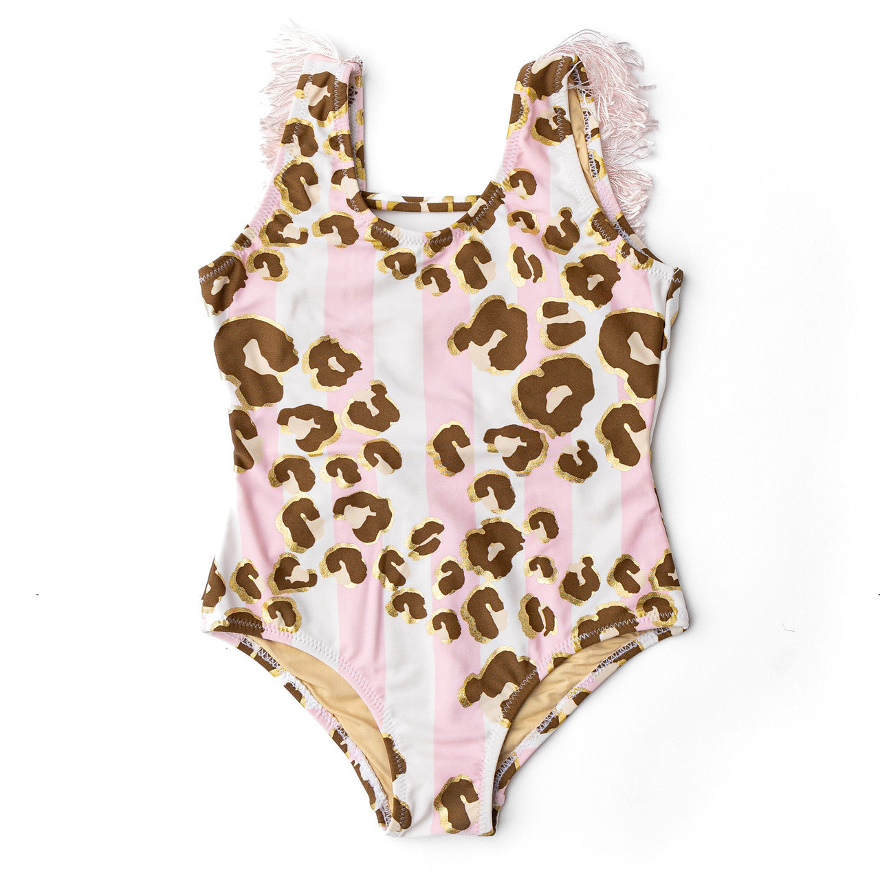 One piece suit - metallic leopard fringe