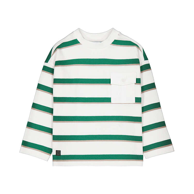 Striped l/s tshirt - cream & green