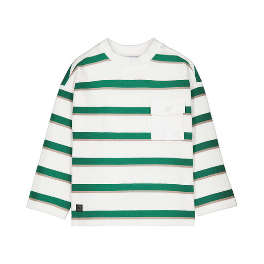 Striped l/s tshirt - cream & green