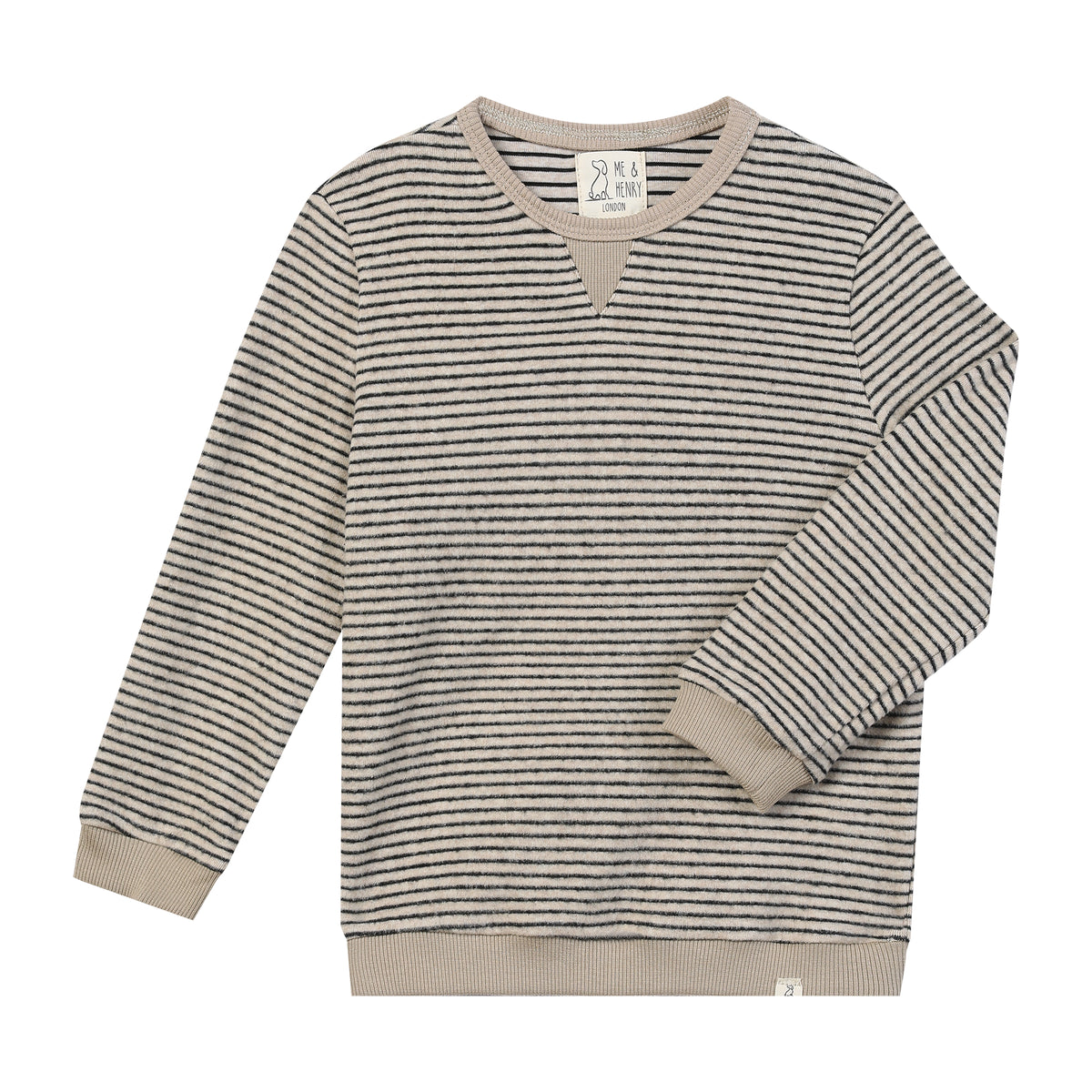 Tarquin sweatshirt - black/beige brushed stripe