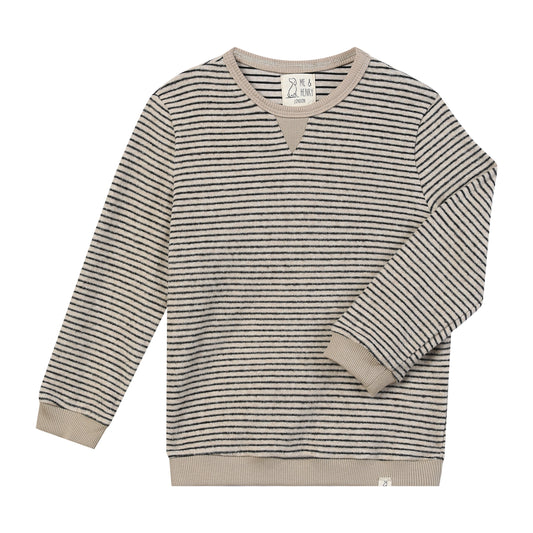 Tarquin sweatshirt - black/beige brushed stripe