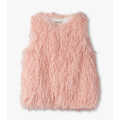Pale pink feather faux fur vest