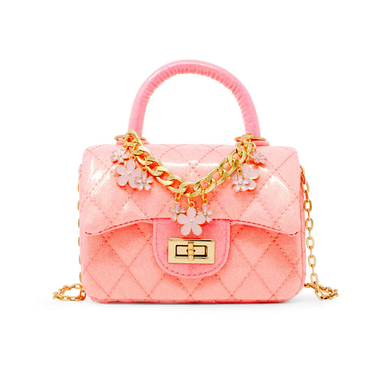 Classic sparkle top handle handbag - bubblegum