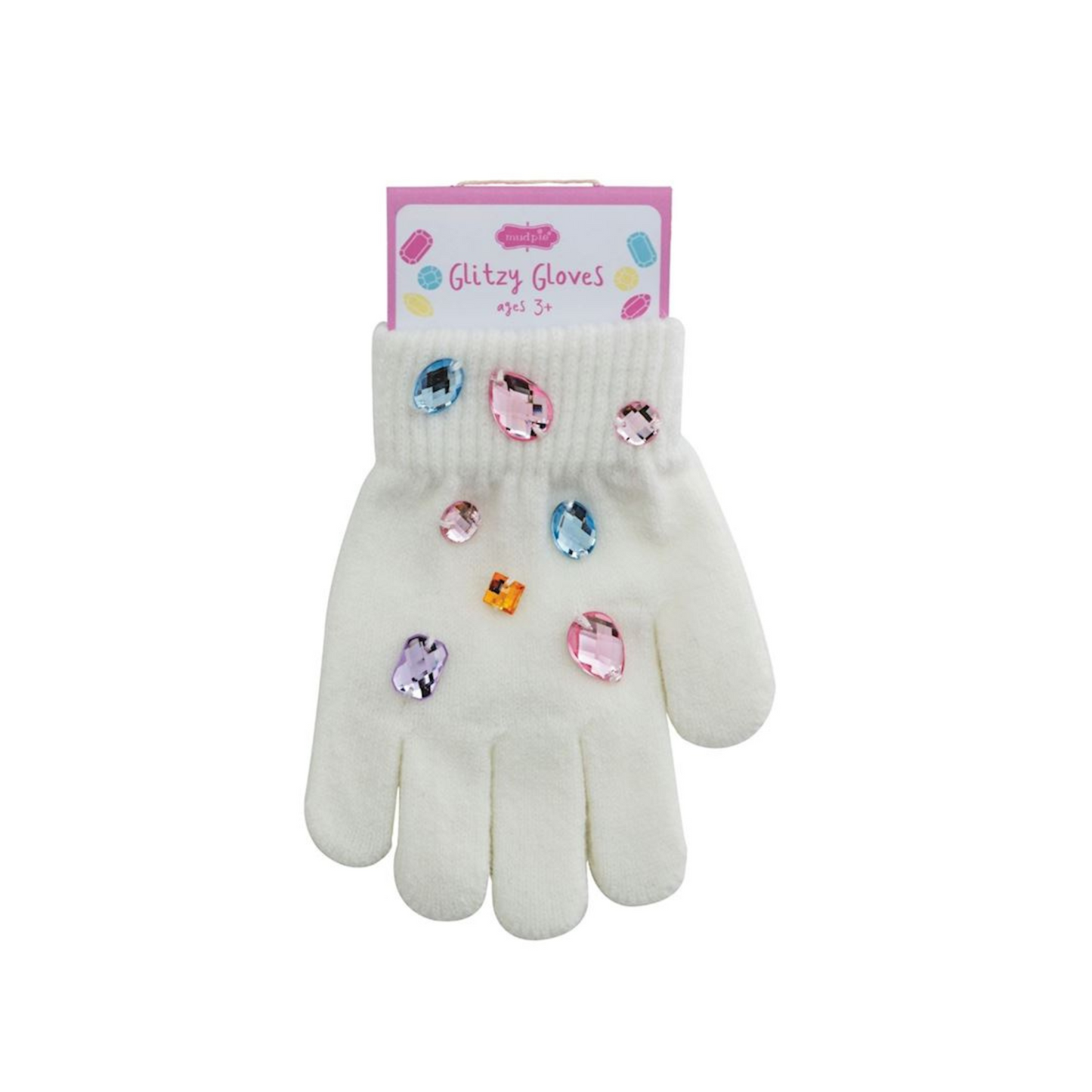 White glitzy gloves