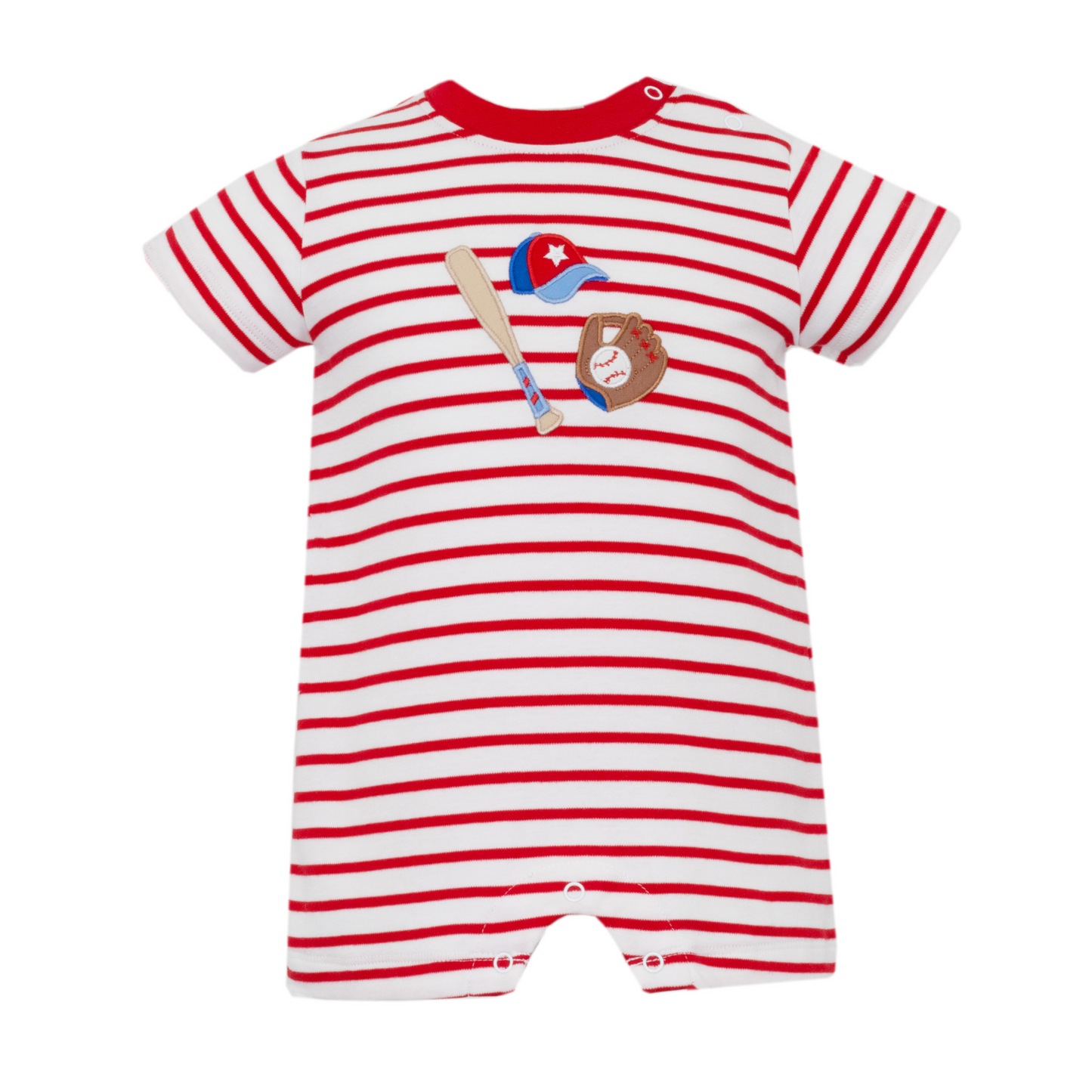 Baseball romper - red knit stripe