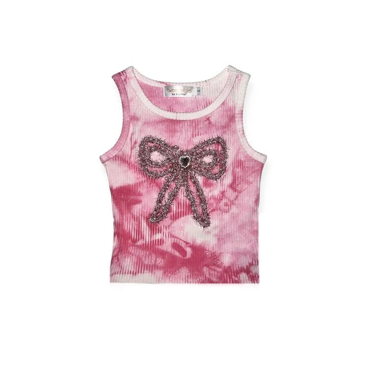 Pink bow tie dye tank