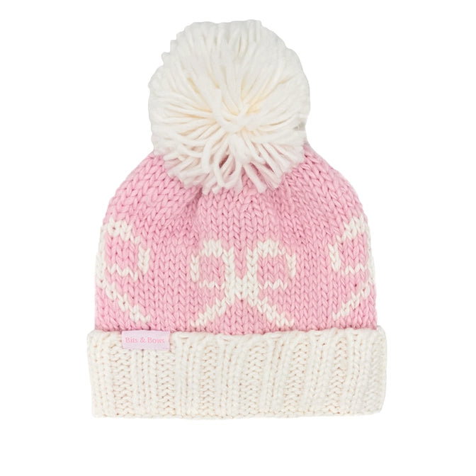 Pink bows bobble hat