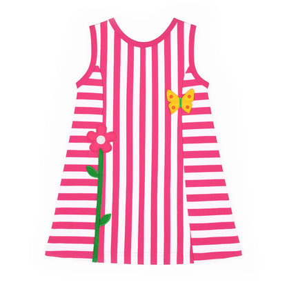 Pink stripe dress w. flowers