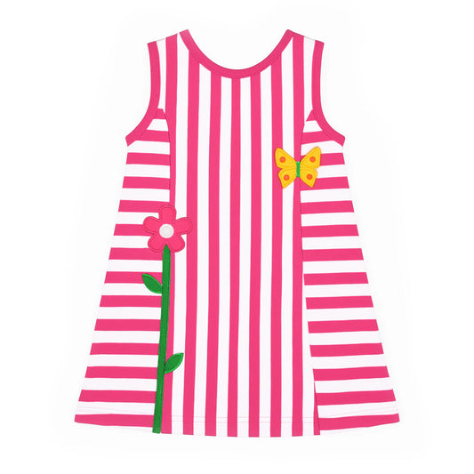 Pink stripe dress w. flowers