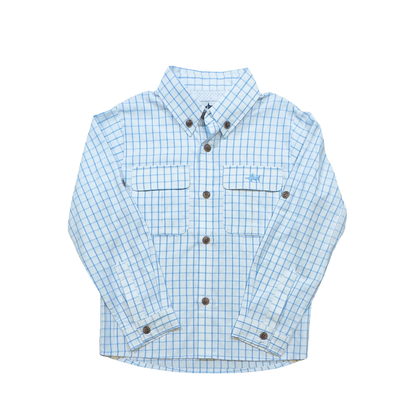 Flagler fishing shirt - white blue plaid