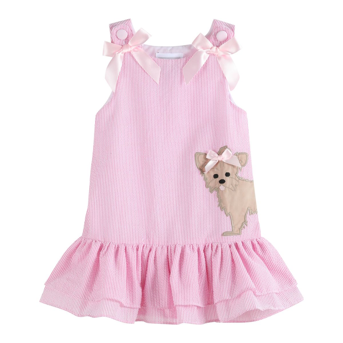 Pink puppy ruffle skirt dress