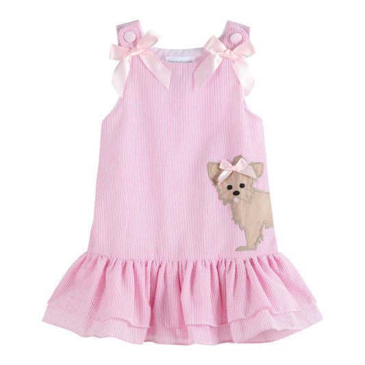 Pink puppy ruffle skirt dress