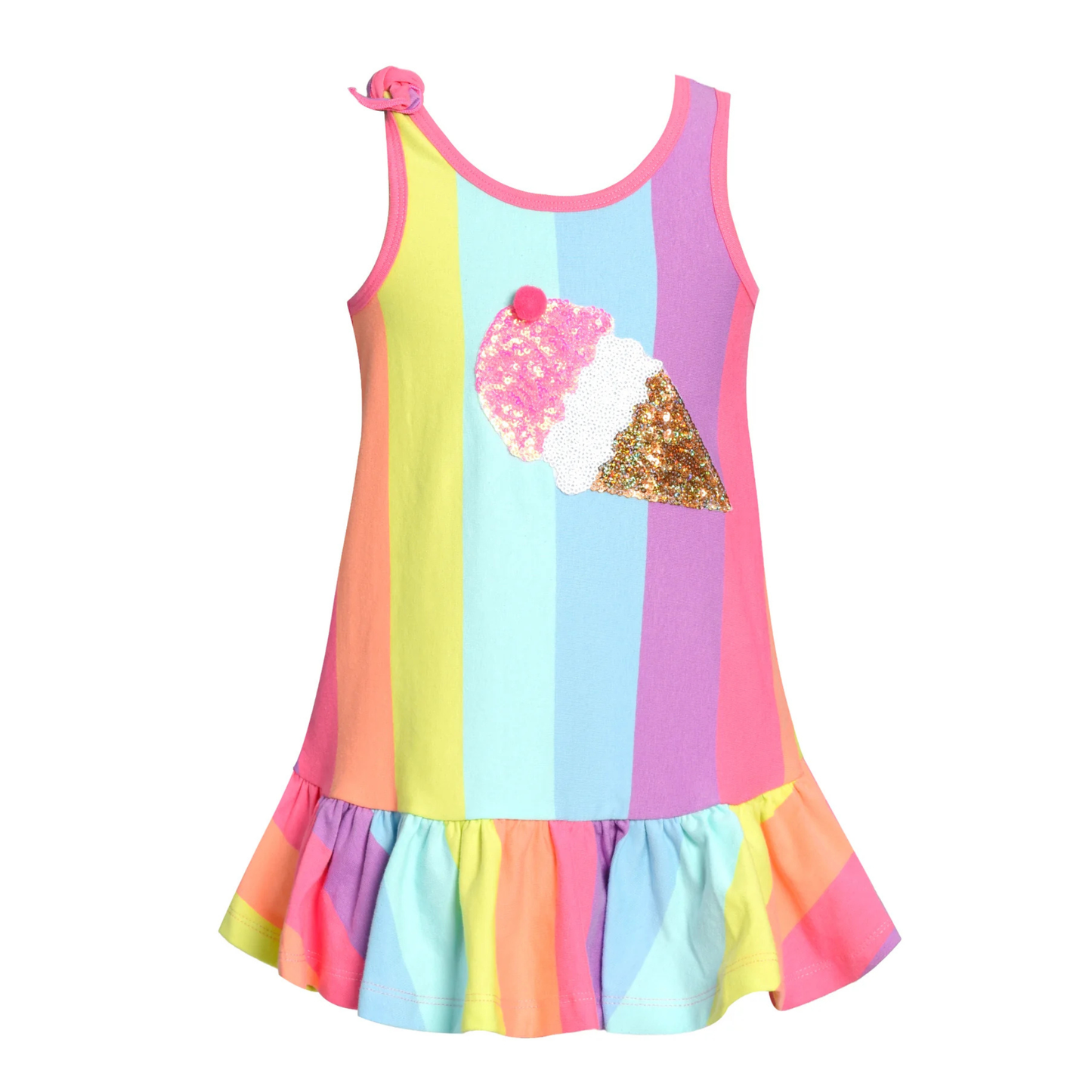 Ice cream ruffle sleeve aline dress