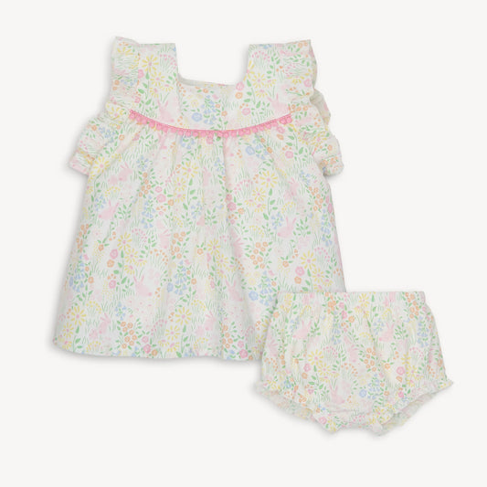 Hoppy garden dress & diaper cover set