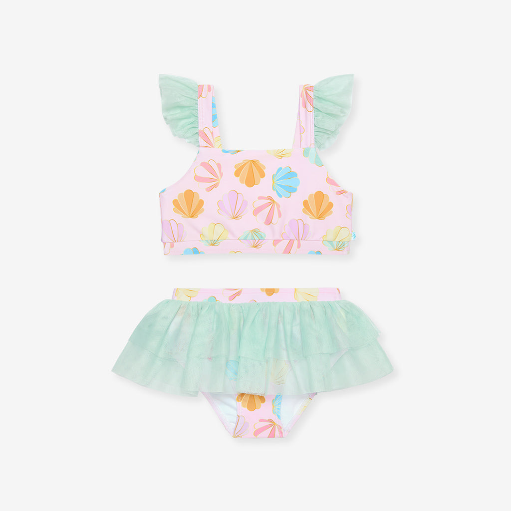 Shelly pink ruffled tulle two piece set