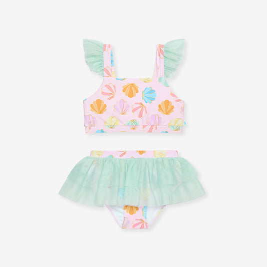 Shelly pink ruffled tulle two piece set