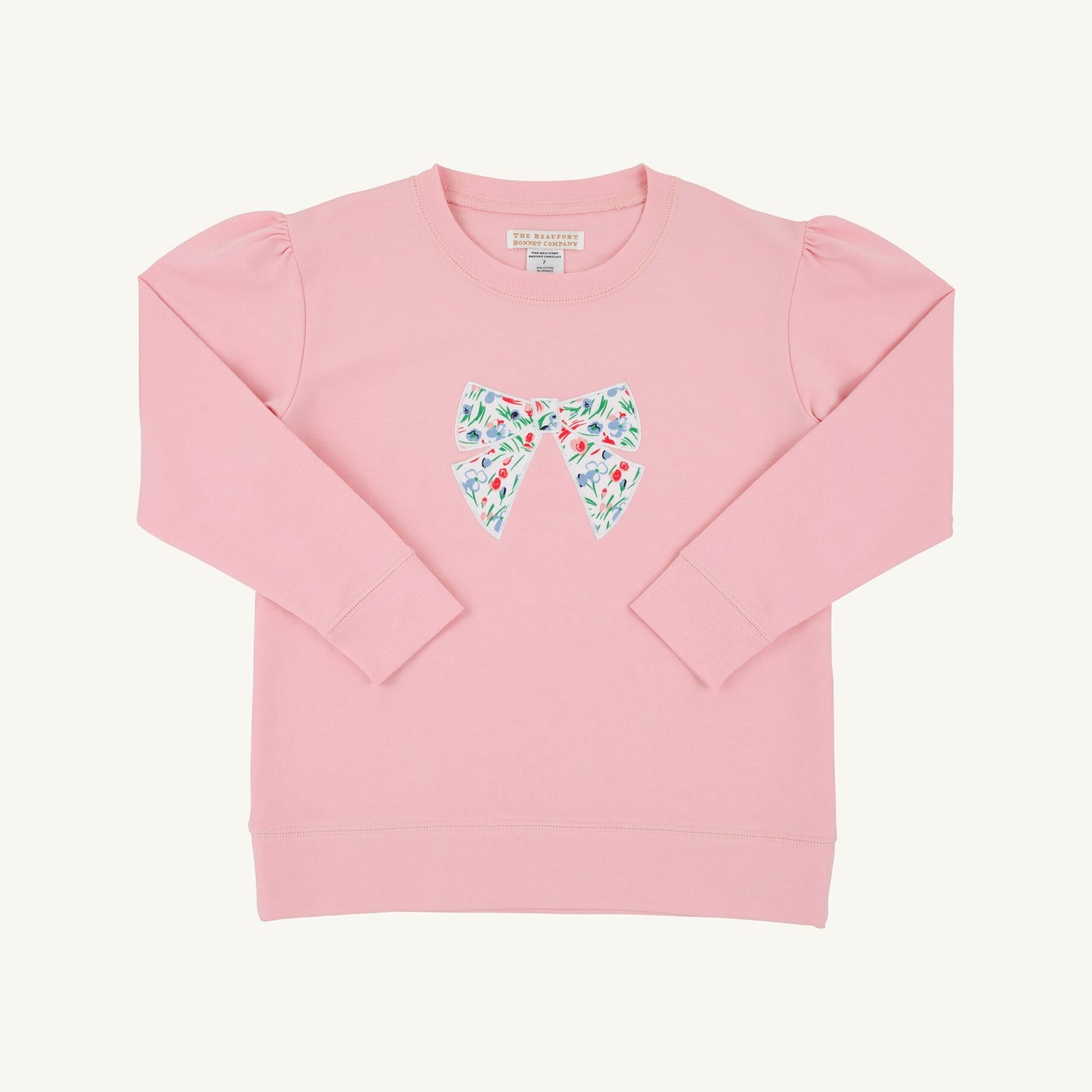 Cassidy comfy crewneck puff sleeve - bow/sppink