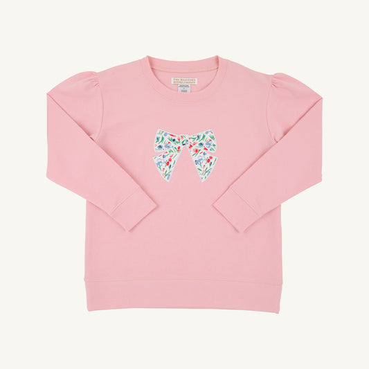 Cassidy comfy crewneck puff sleeve - bow/sppink