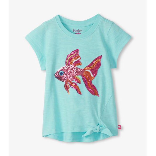Tropical fish tie front tee