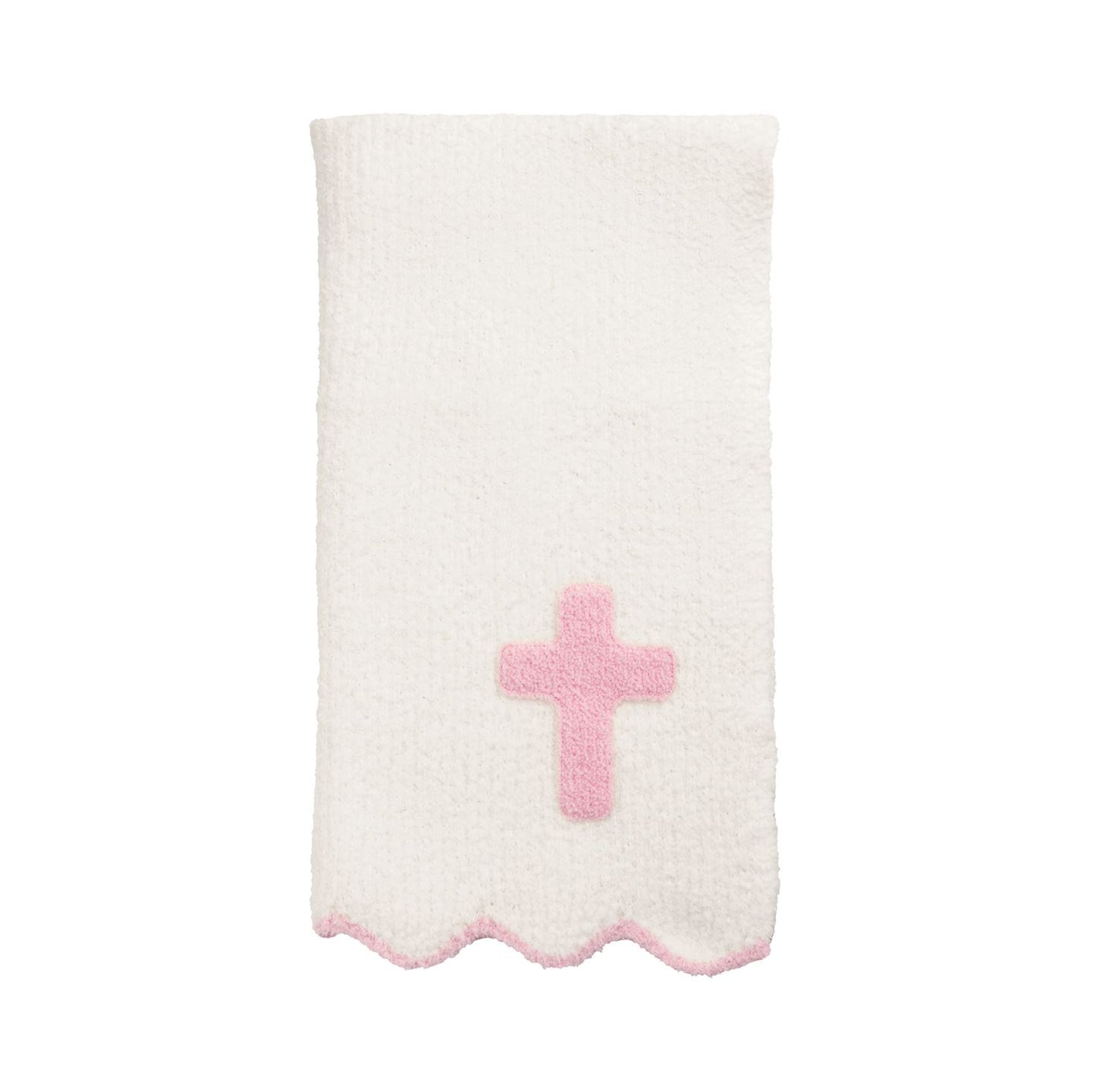 Pink cross chenille blanket