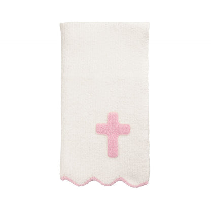 Pink cross chenille blanket