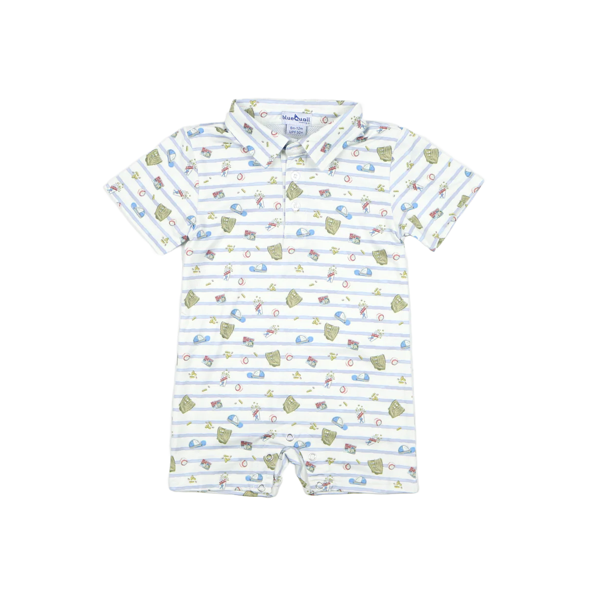 Perf polo romper - 7th inning stretch