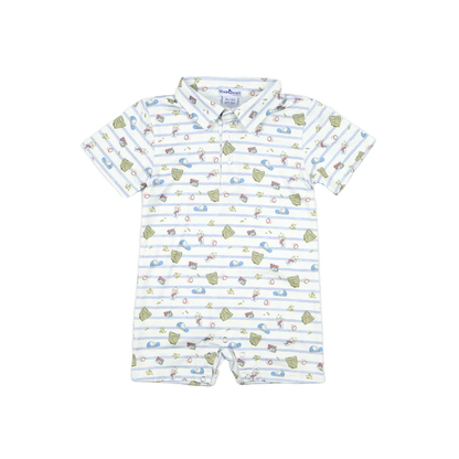 Perf polo romper - 7th inning stretch