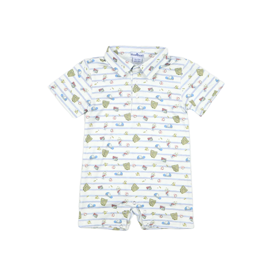 Perf polo romper - 7th inning stretch