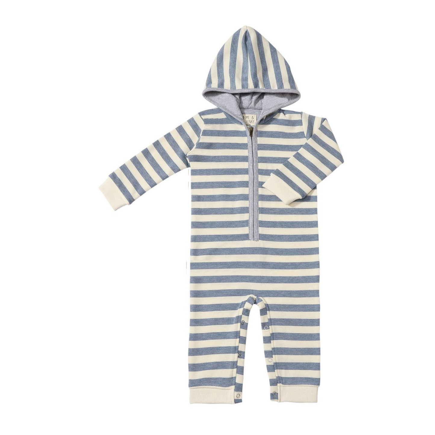 Stefano hooded romper - blue/cream