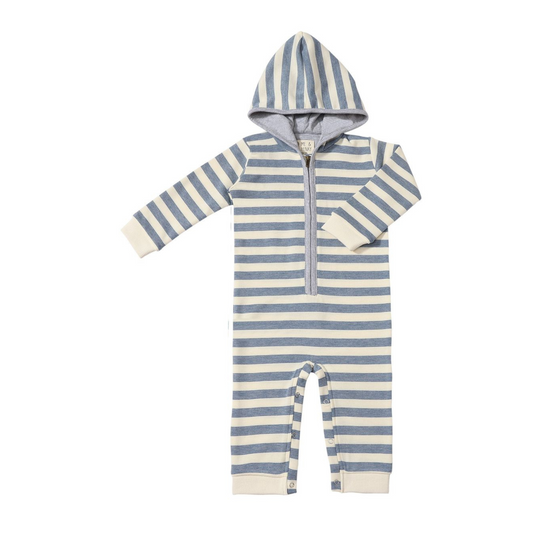 Stefano hooded romper - blue/cream