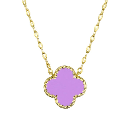 Four leaf clover necklace - purple