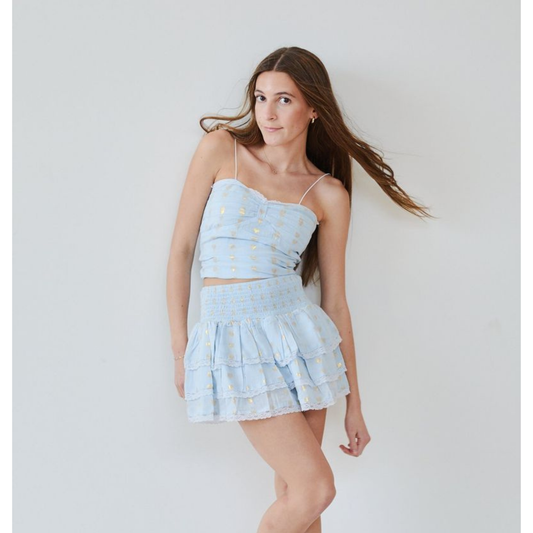 Liot pastel blue heart tie back top