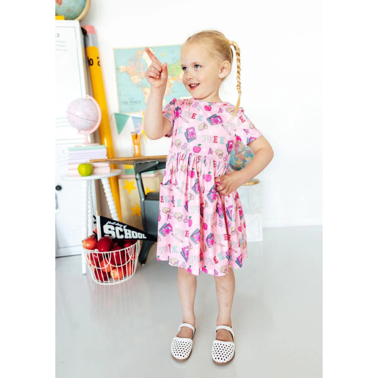 Pre-k s/s pocket twirl dress