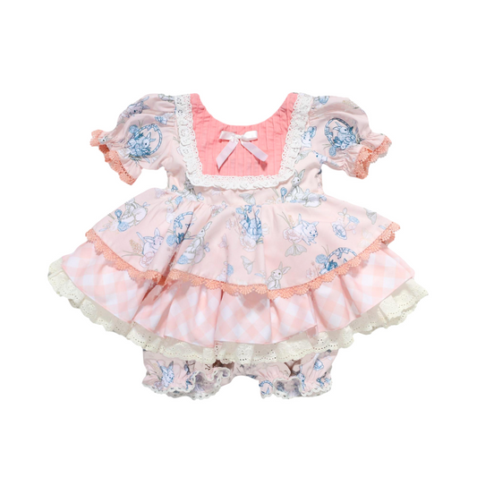 Lorabelle two piece set - pink w. bunnies