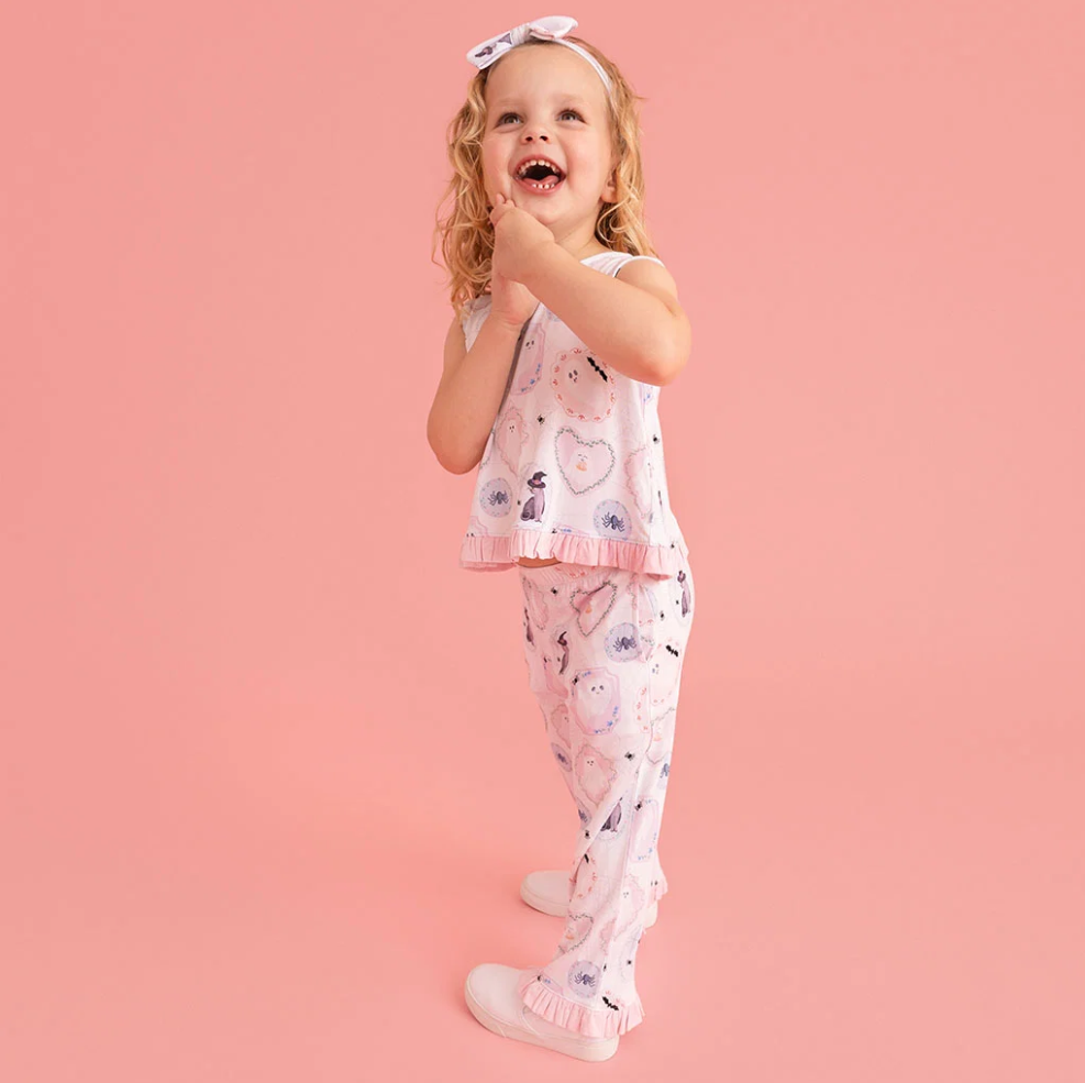 Posh Spooks Ruffle Bow Back Tank & Pant Set