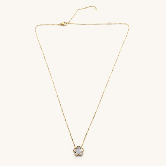 White shell flora adjustable necklace