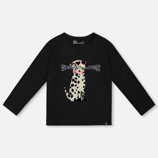 Leopard l/s tshirt - anthracite