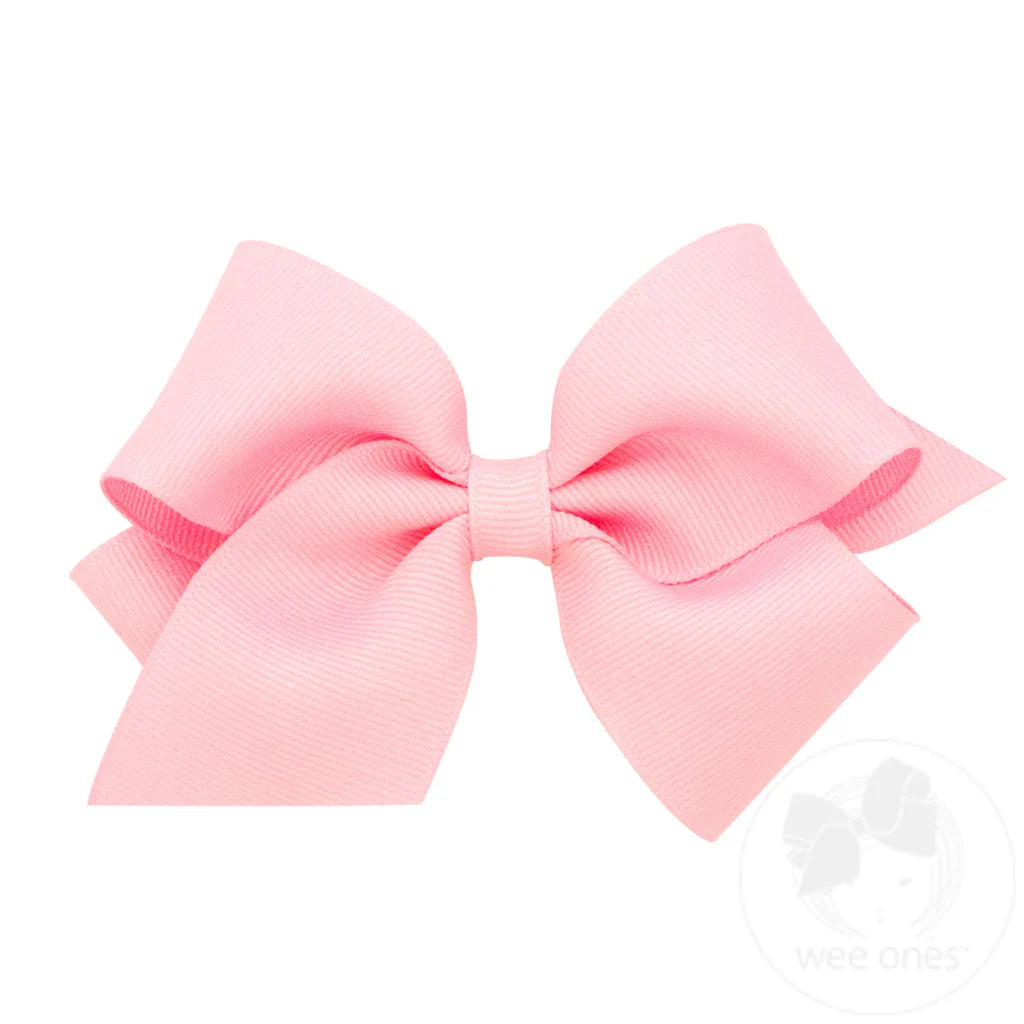 Small classic hair bow - light pink