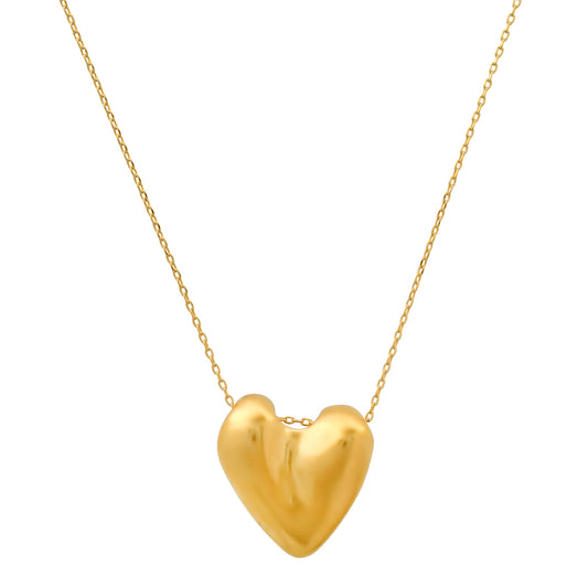 Gold abstract puffy heart necklace