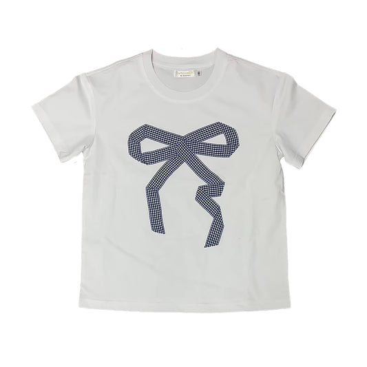 Gingham bow s/s tee