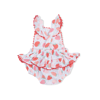 Strawberry bliss ric rac ruffle sunsuit
