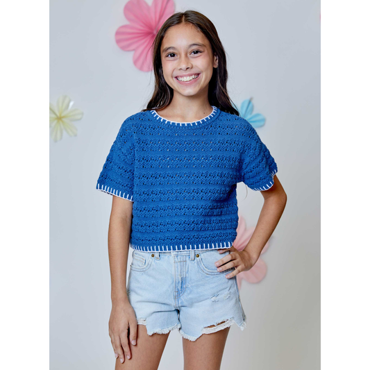 Knit s/s top - blue