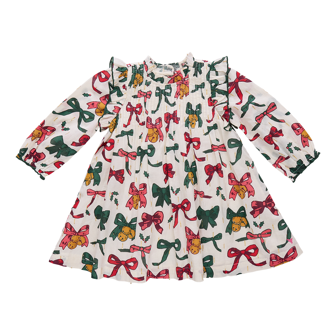 Jaipur dress - Christmas bows and bells
