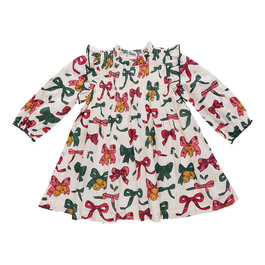 Jaipur dress - Christmas bows and bells