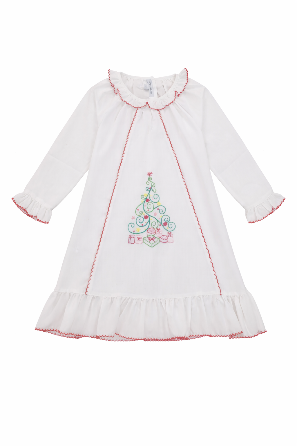 Christmas Tree Embroidered White Gown