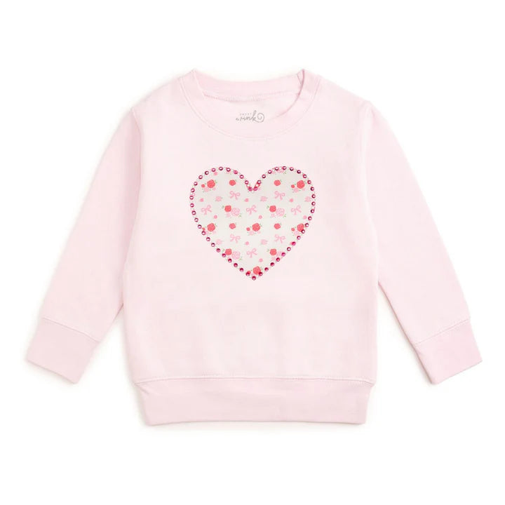 Dainty rose pearl heart patch sweatshirt