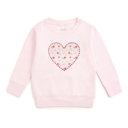 Dainty rose pearl heart patch sweatshirt