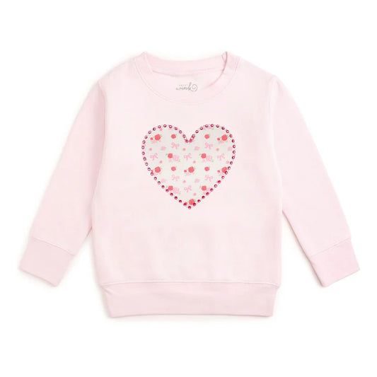 Dainty rose pearl heart patch sweatshirt