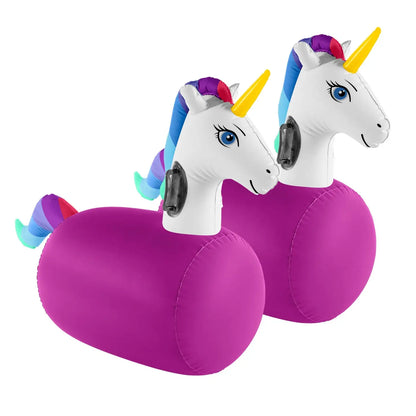 Inflatable ride-on hop n go set - unicorn